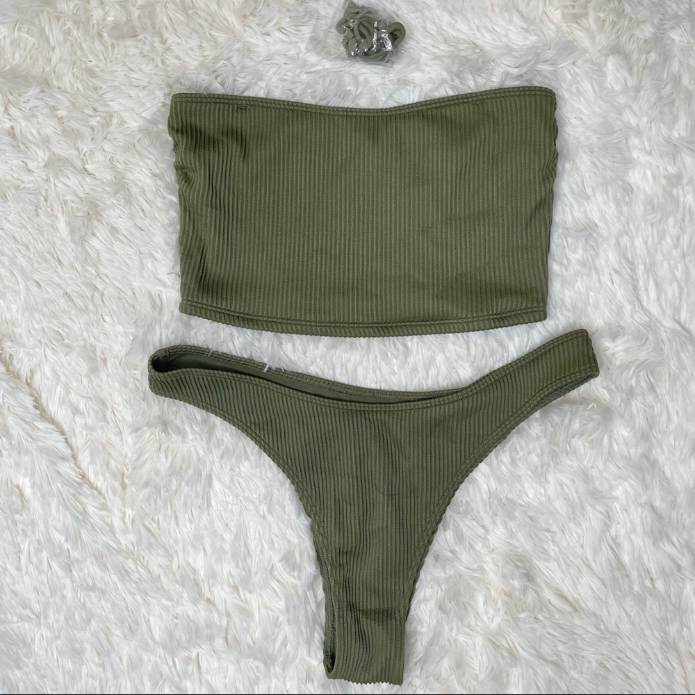 AF Ribbed High Leg Strapless Bikini